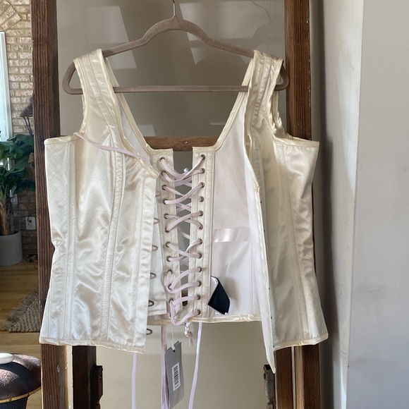 VINTAGE GOTH COLLECTION SATIN LACE UP BONING CORSET 36 PUNK STEAMPUNK  36 NEW - Picture 7 of 11